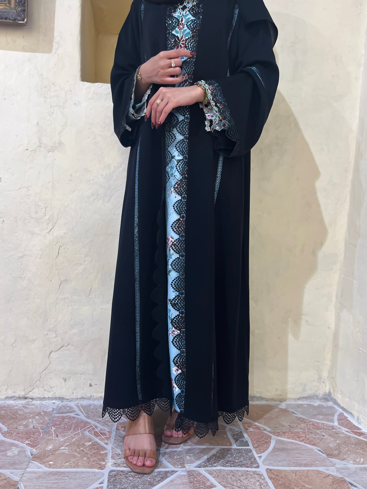 Nada Daily Wear Abaya with Black Lace Z124