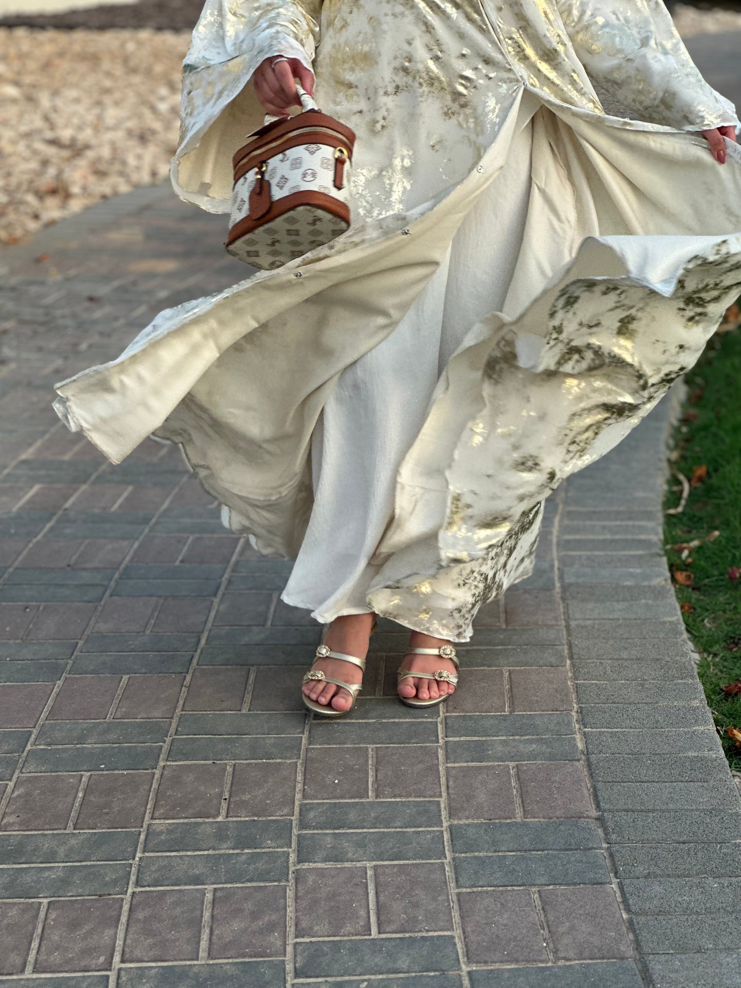 Light as Air, Rich in Detail – Gold Print Chiffon Abaya