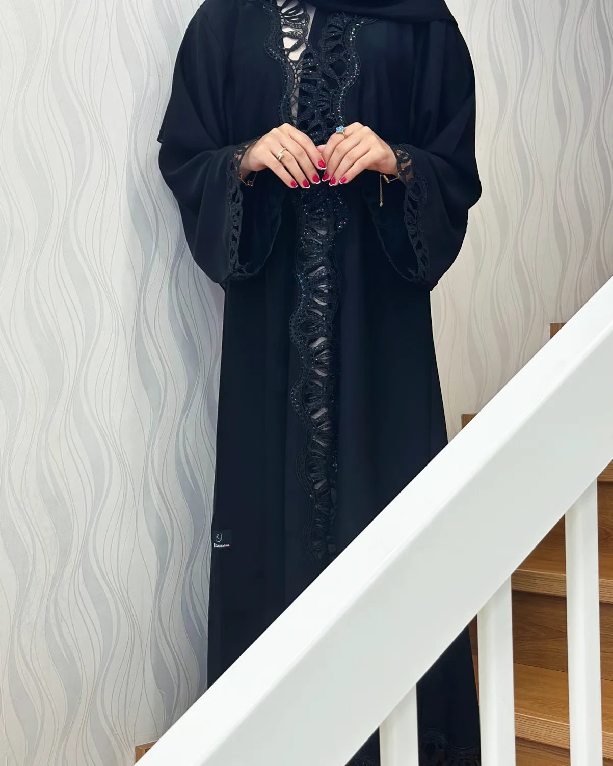 Abaya nada with black lace Z133
