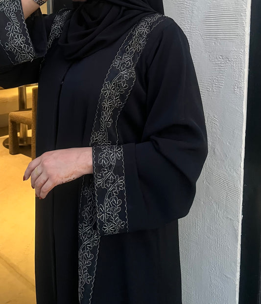 Embroidered Abaya UAE – Premium Front Open Dubai Style Abaya for Women - Zahida bi 
