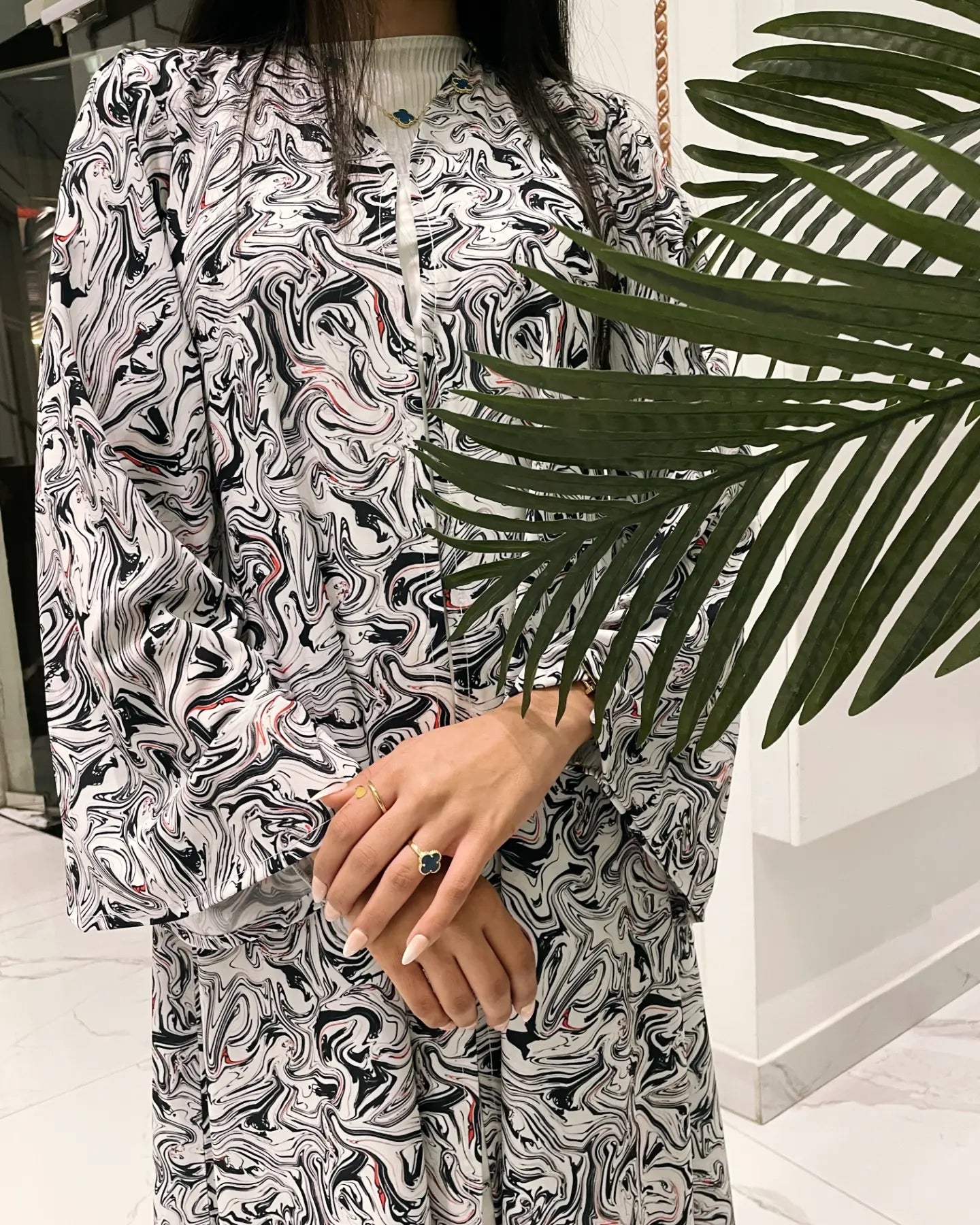 Printed Abaya in Soft, High-Quality Linen Z109