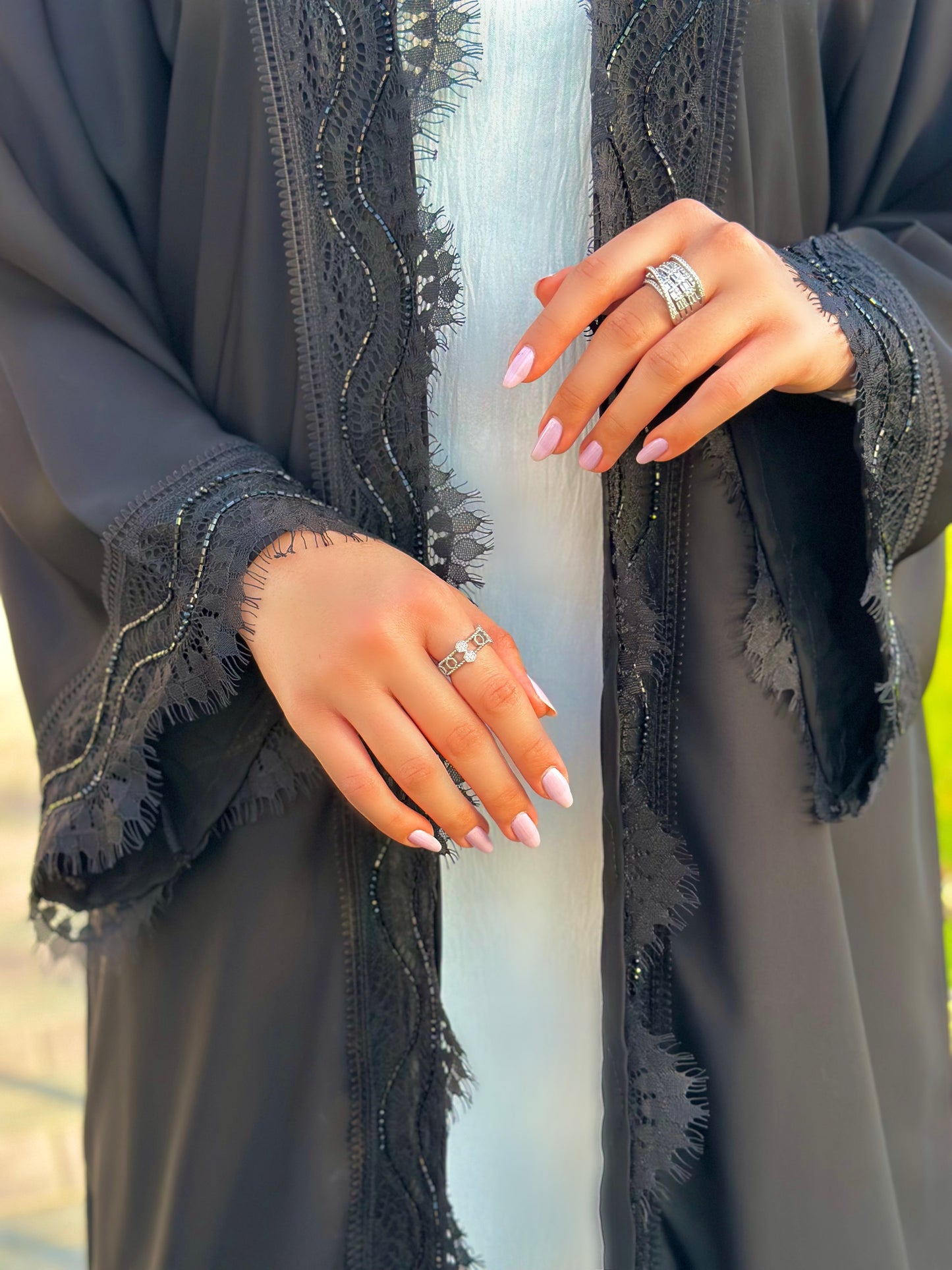 Abaya dantel ( Lace ) with handwork design, Z131