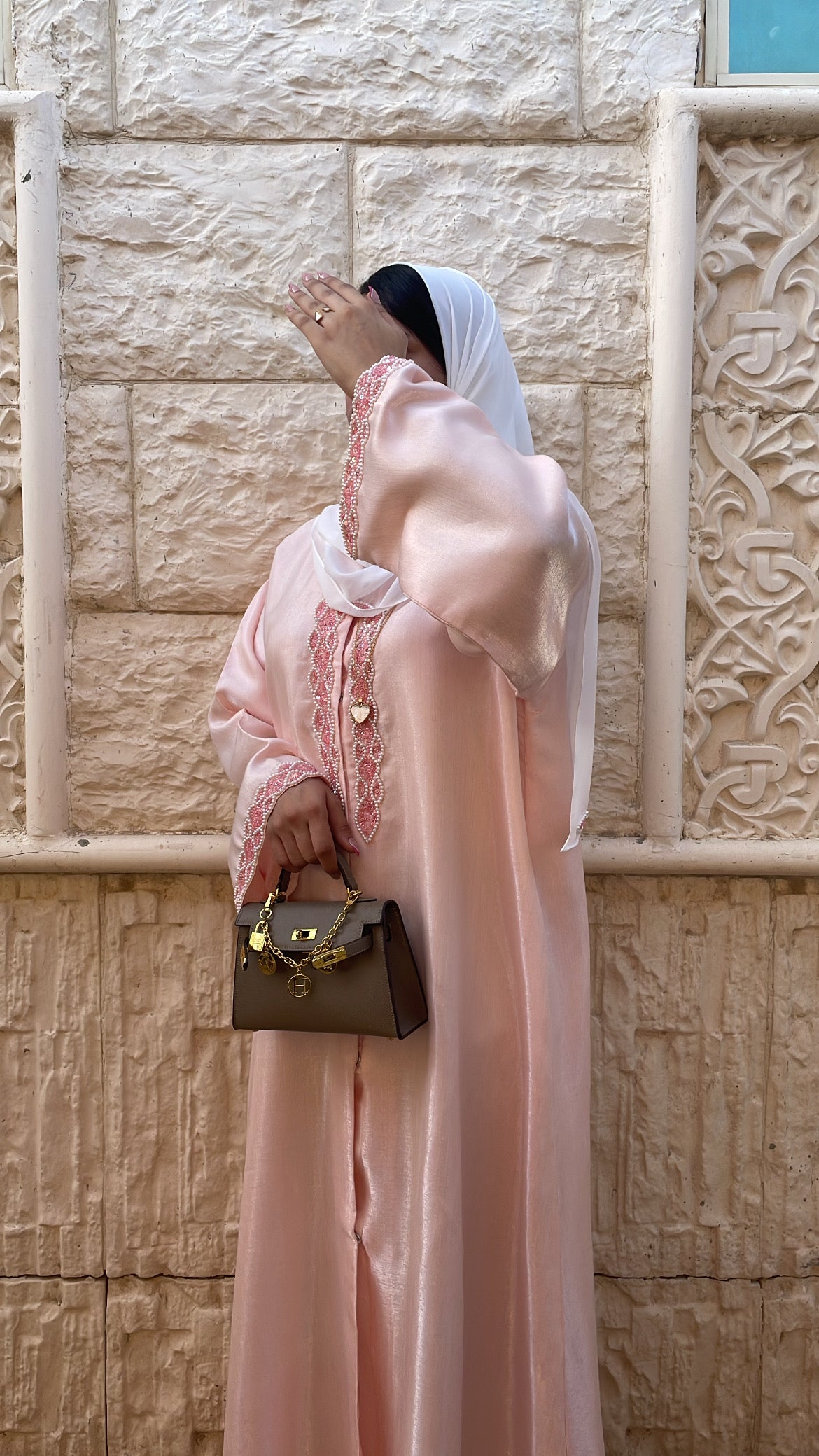 Pink Shimmering abaya