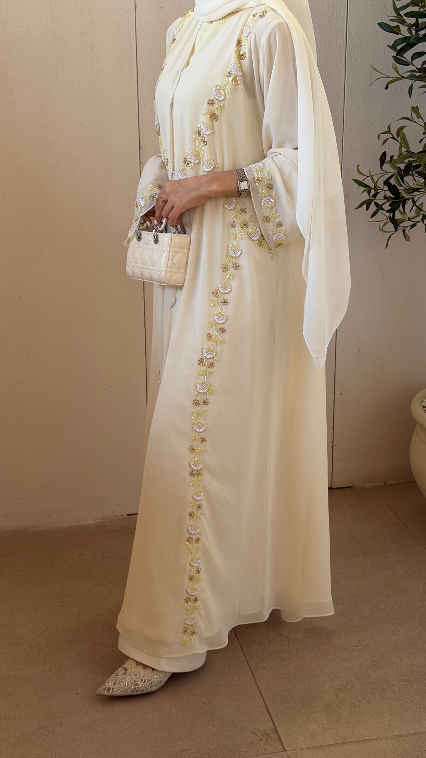 Timeless Bloom Premium Double Chiffon Handwork Abaya