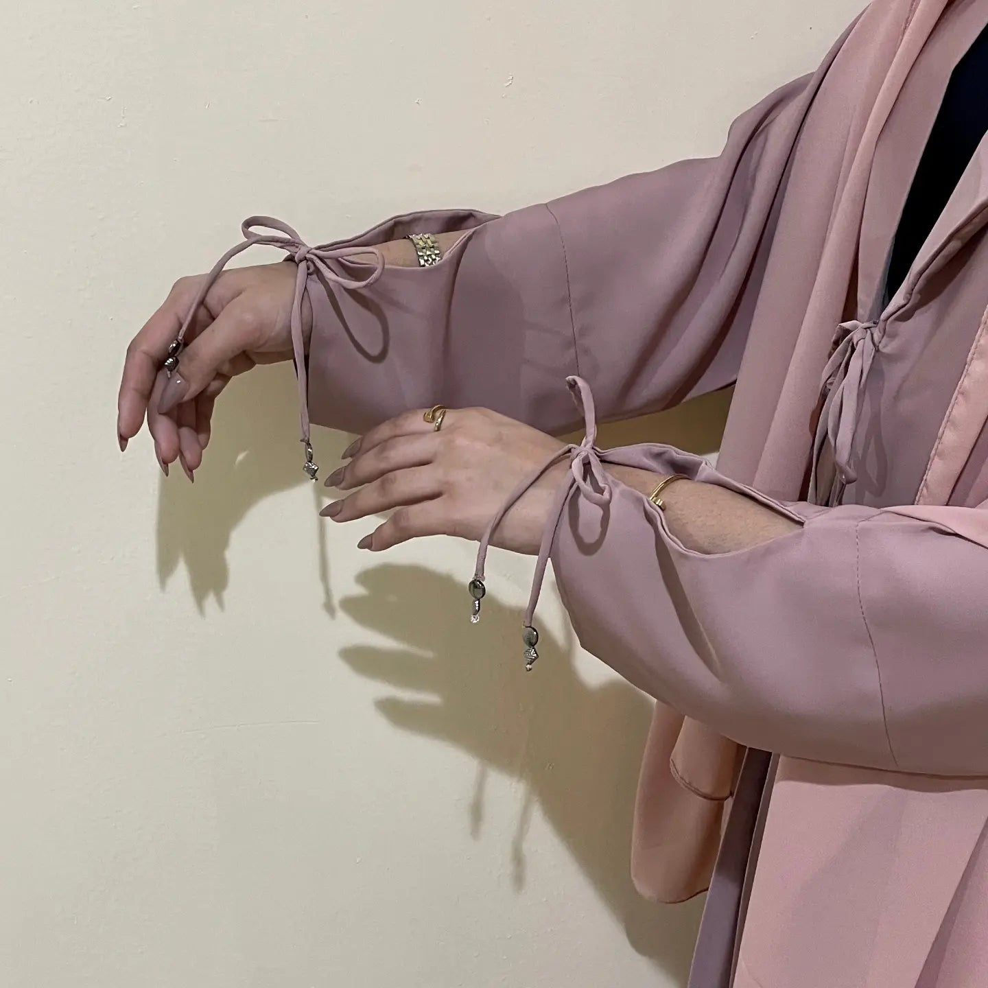"Nada Abaya with Collar in Blush Pink" Z127