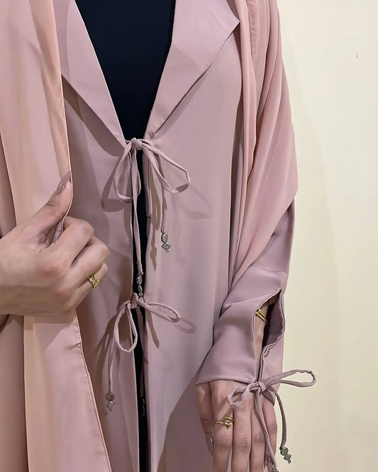 "Nada Abaya with Collar in Blush Pink" Z127