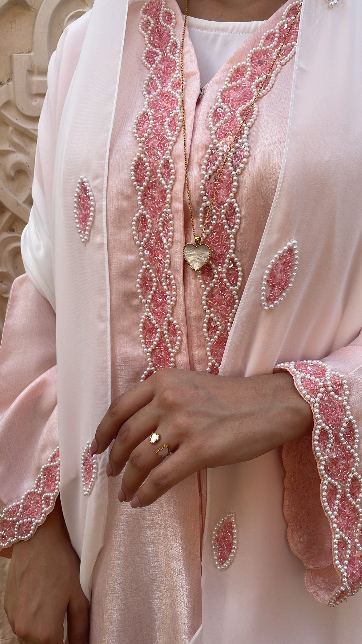 Pink Shimmering abaya