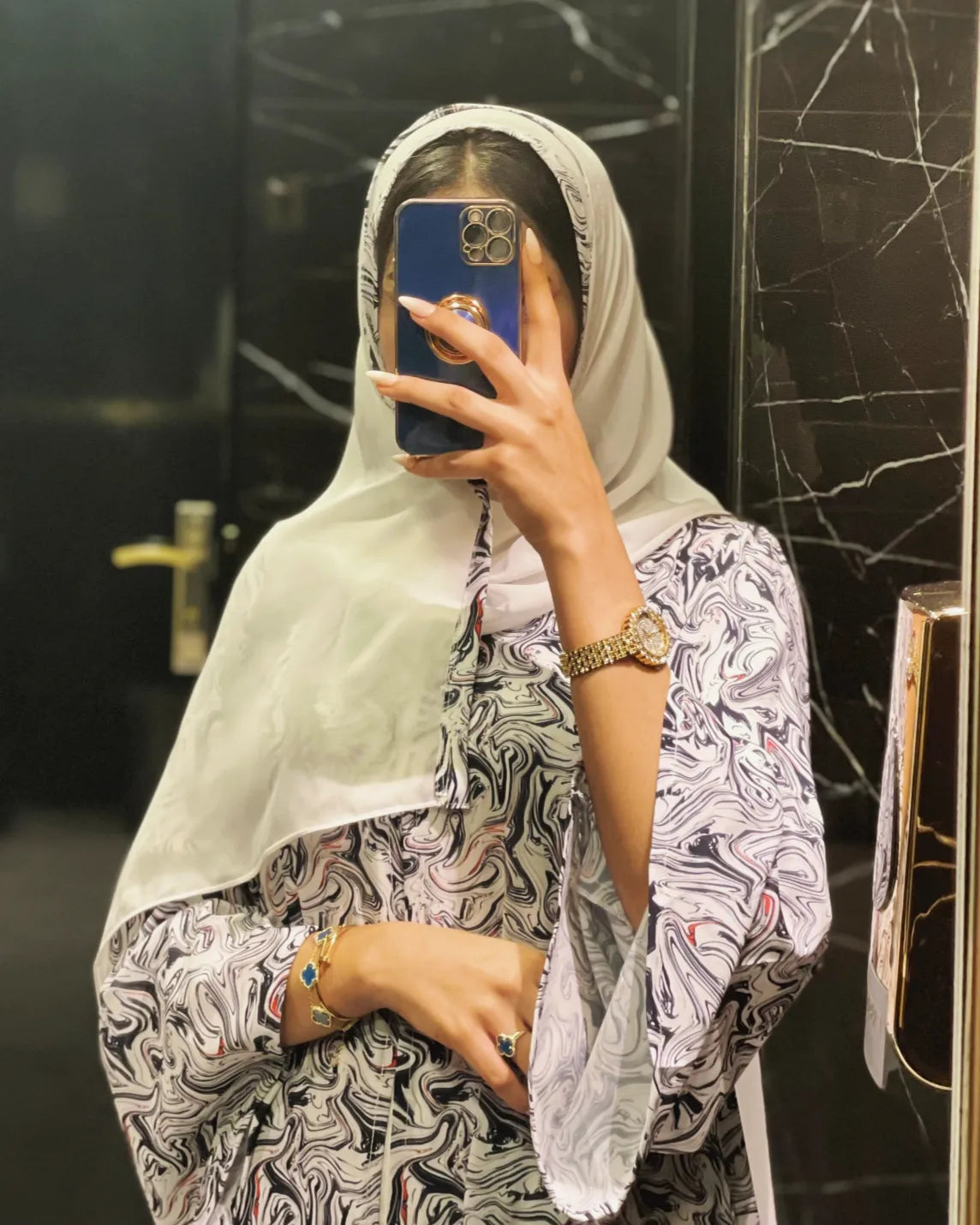 Printed Abaya in Soft, High-Quality Linen Z109