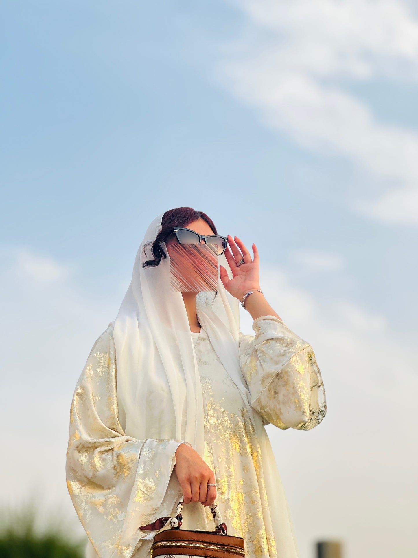 Light as Air, Rich in Detail – Gold Print Chiffon Abaya