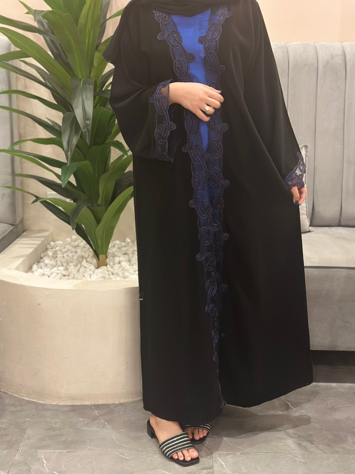 Abaya Nada with Blue Lace & inner Z135