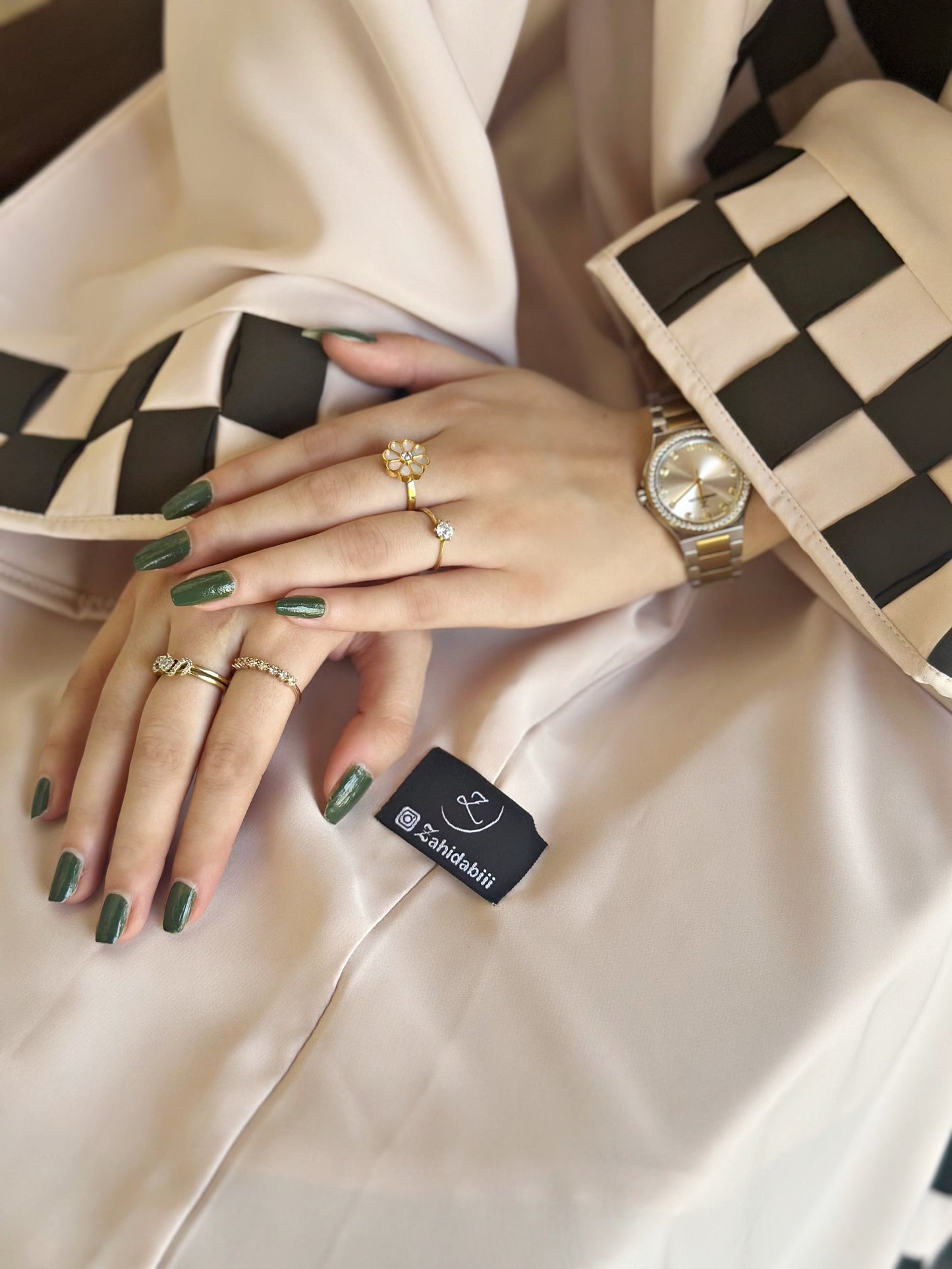 Checked Pattern Abaya & Inner Dress - New Arrival Z136