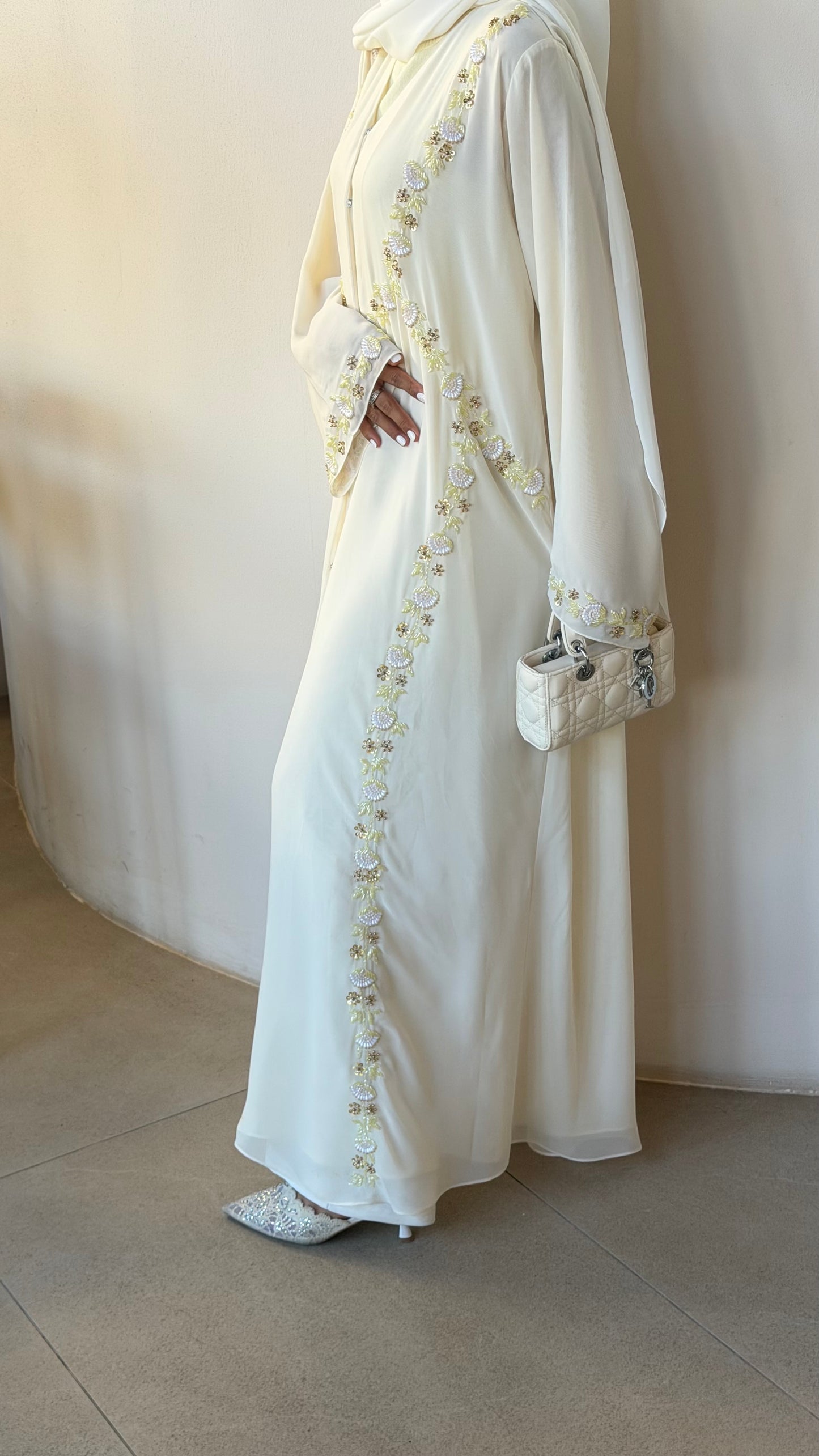 Timeless Bloom Premium Double Chiffon Handwork Abaya