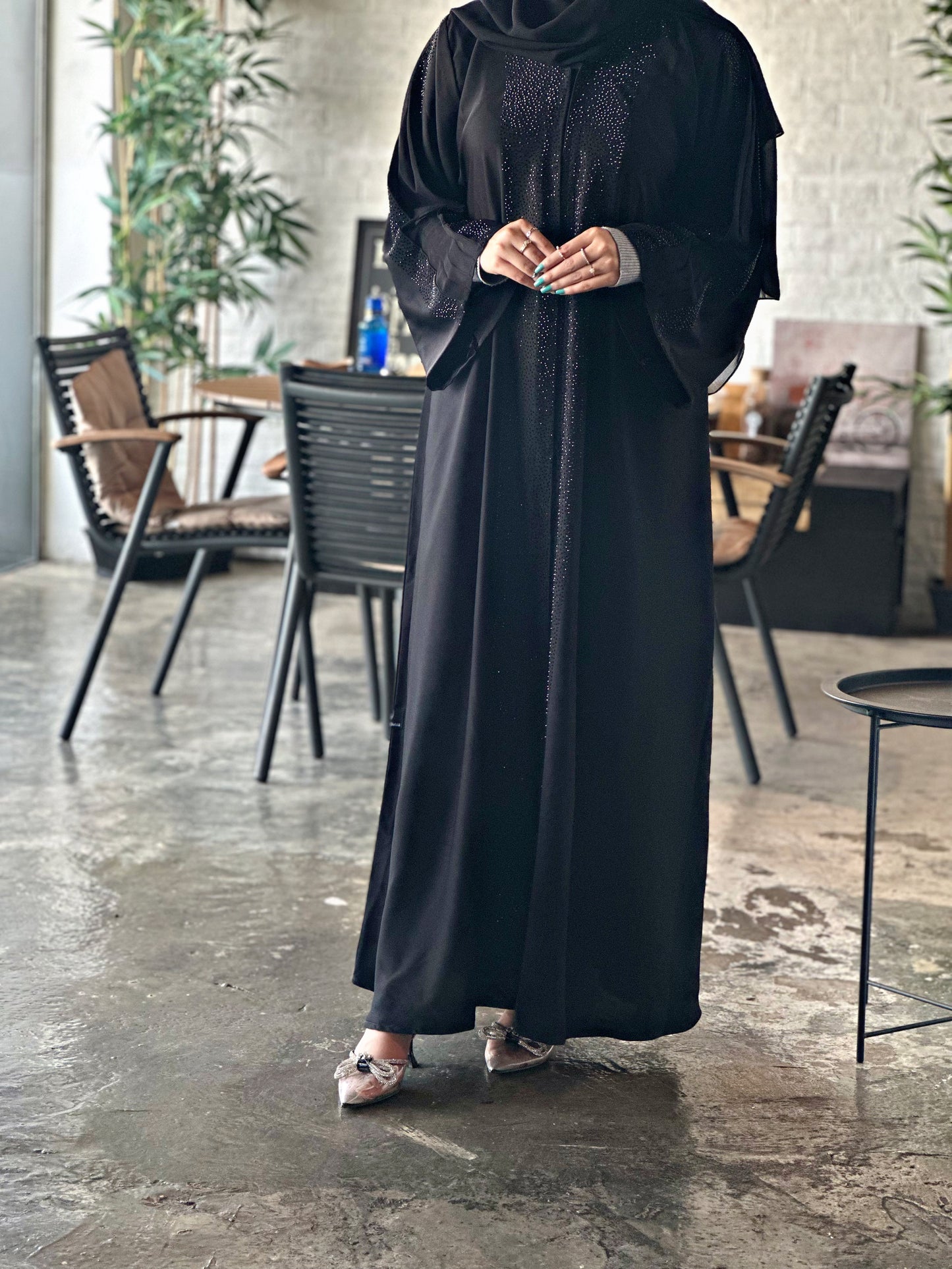 "Nada Abaya with Black Stone Work" Z120