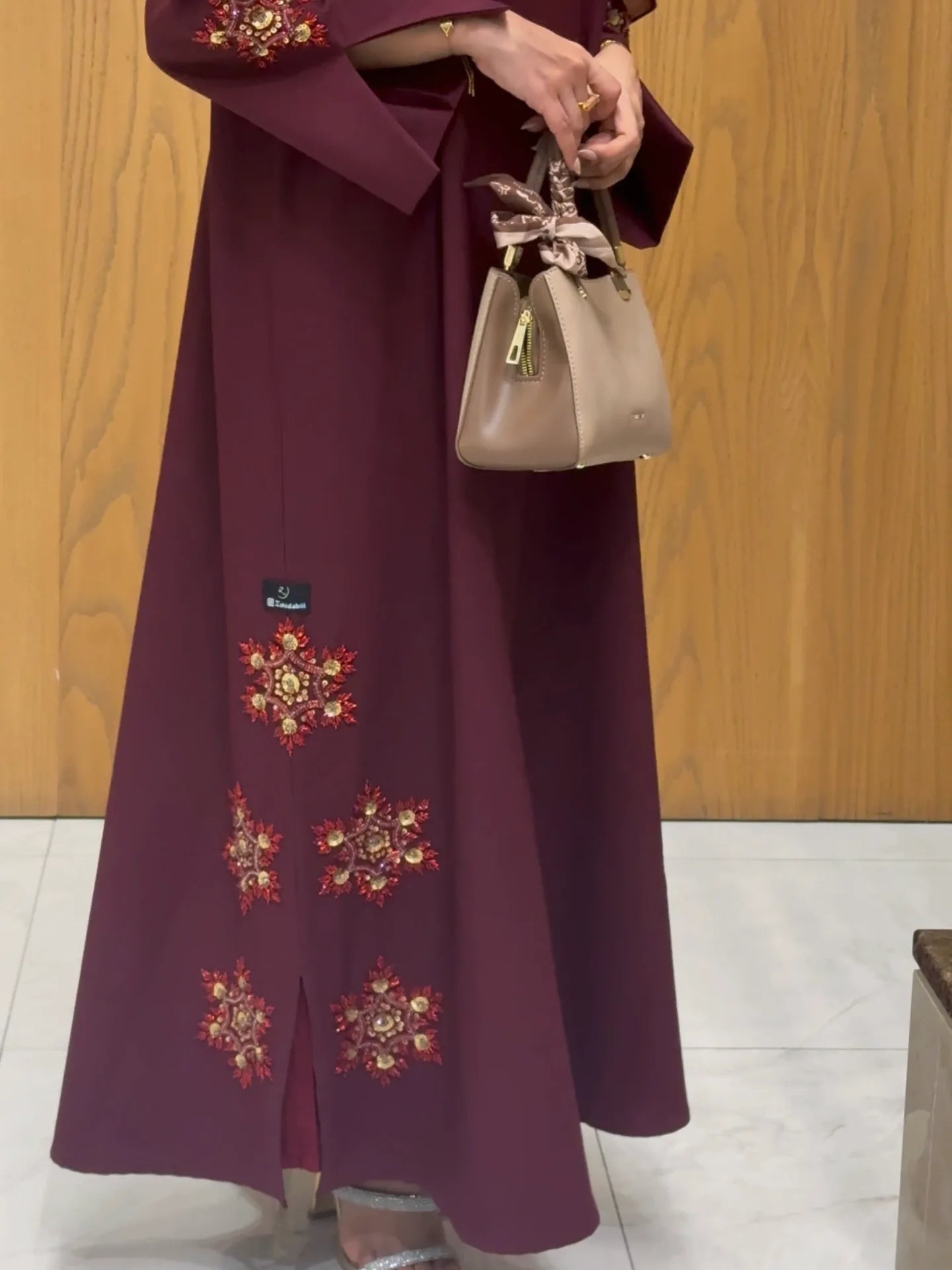 Premium Maroon Occasion Abaya | Stylish Embroidery Abaya