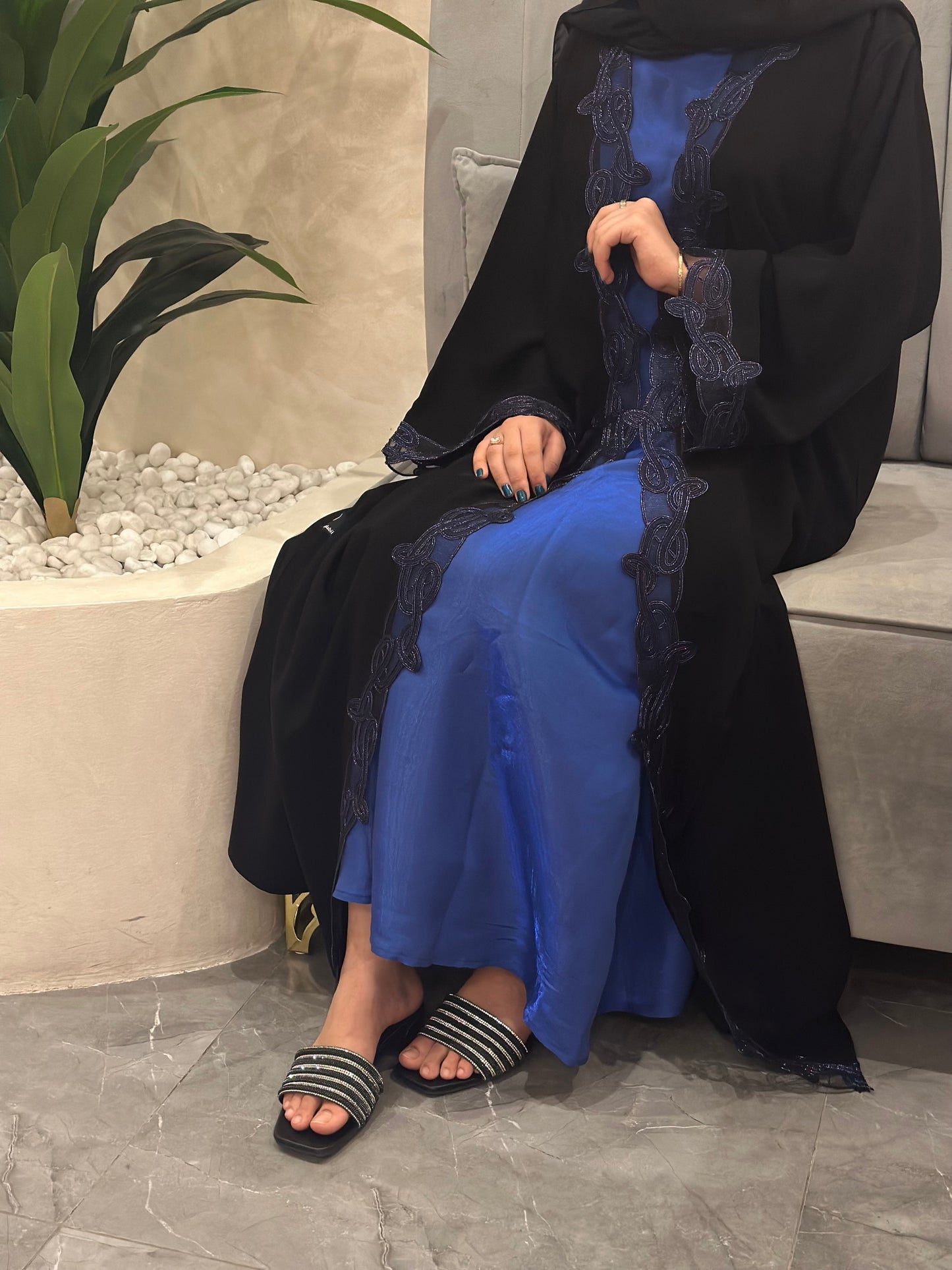 Abaya Nada with Blue Lace & inner Z135