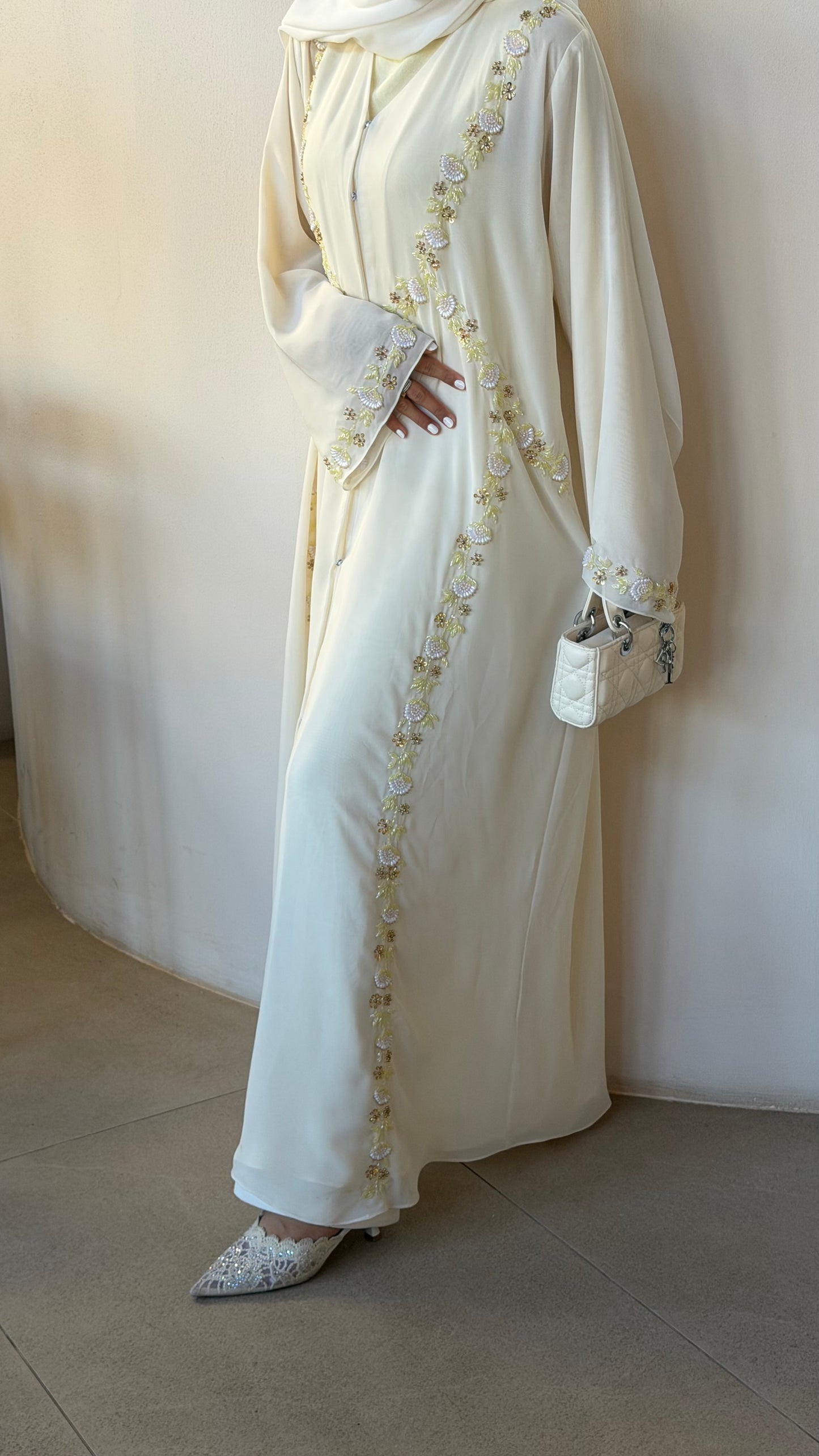 Timeless Bloom Premium Double Chiffon Handwork Abaya